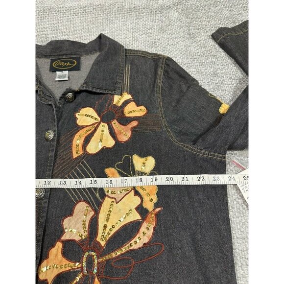Vtg Alex Kim Jacket Womens 1X Black Floral Sequins Art To Wear Boho Read - Picture 7 of 16